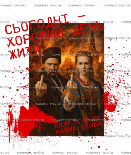 Ukrainian Good Day to Live Art Vector Print — PSD template preview