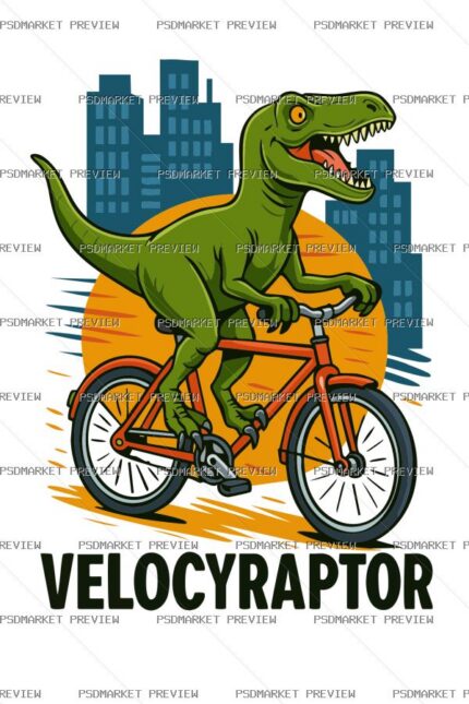 Velocyraptor Dinosaur Bicycle Print – AI File protected preview