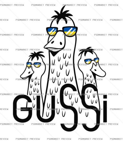 Gussi Geese Funny Print Design – AI File — PSD template preview