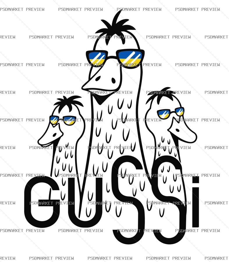 Gussi Geese Funny Print Design – AI File — PSD template preview