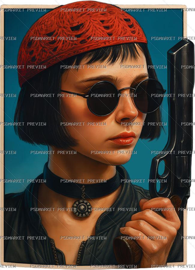 Girl with Gun Print — PSD template preview