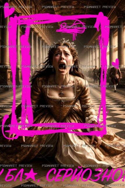 Ukrainian Seriously Screaming Woman Vector Print — PSD template preview