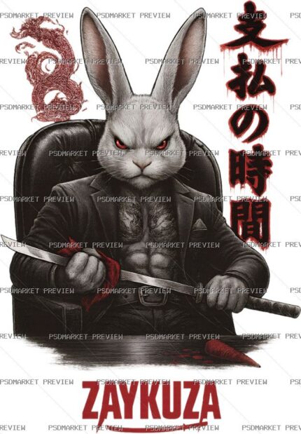 Zaykuza Rabbit Mafia Print Design – PNG — PSD template preview