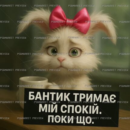 Ukrainian Bow Holds My Calm Bunny Print – PNG — PSD template preview