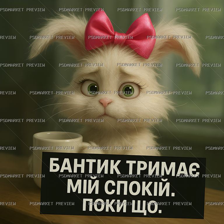 Ukrainian Bow Holds My Calm Bunny Print – PNG — PSD template preview
