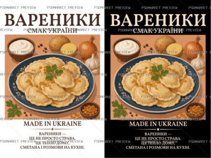 Ukrainian Varenyky Taste of Ukraine Vector Print — PSD template preview