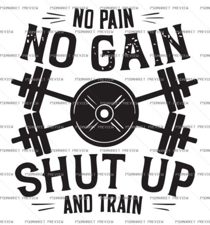 No Pain No Gain Vector Print — PSD template preview