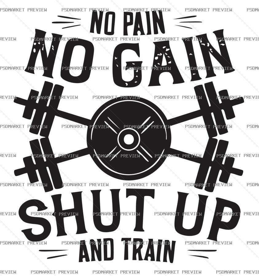 No Pain No Gain Vector Print — PSD template preview