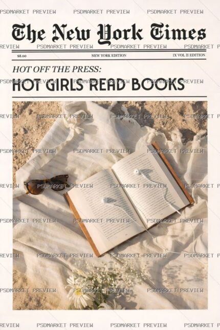 Hot Girls Read Books Print — PSD template preview