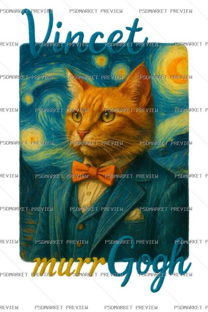 Vincent Meow Gogh Cat Print — print design preview