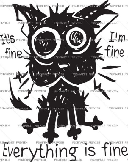 Everything Is Fine Owl Vector Print — PSD template preview