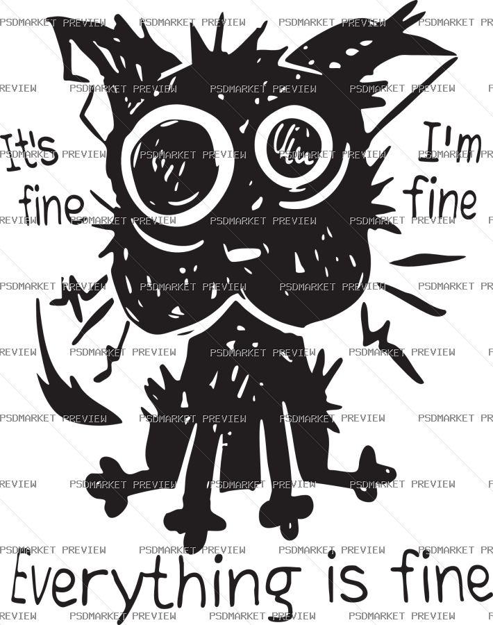 Everything Is Fine Owl Vector Print — PSD template preview