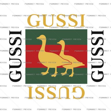 Gussi Geese Fashion Parody Vector Print — PSD template preview