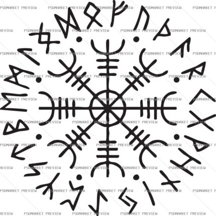Viking Runes Vector Print — PSD template preview