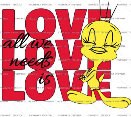 Love Is All We Need Cartoon Vector Print — PSD template preview