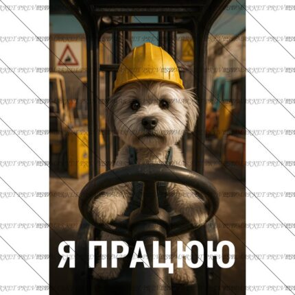 Cute Work Dog Warehouse Print — PSD template preview