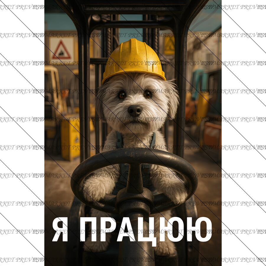 Cute Work Dog Warehouse Print — PSD template preview
