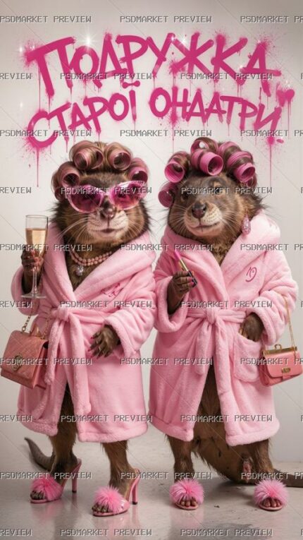 Old Muskrat Friends Print — PSD template preview