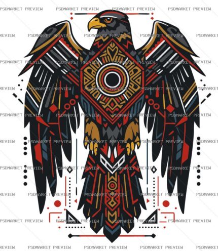 Ornamental Eagle Totem Vector Print — print design preview