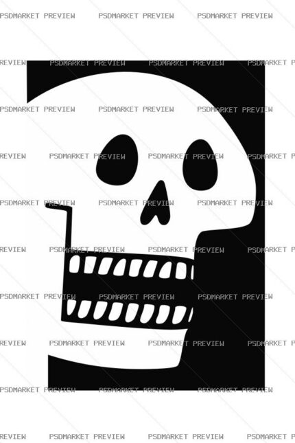 Minimal Skull Vector Print — PSD template preview