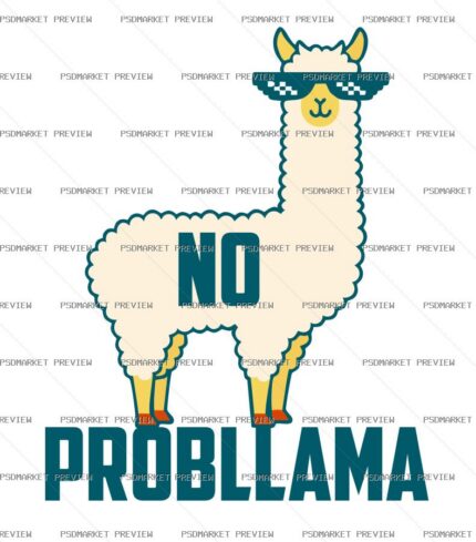 No Probllama Llama Vector Print — PSD template preview