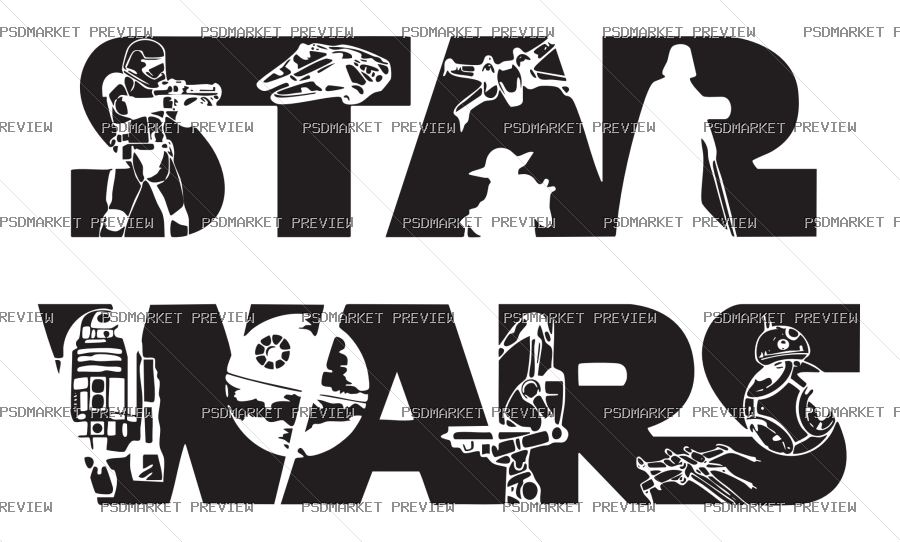 Star Wars Typography Vector Print — PSD template preview