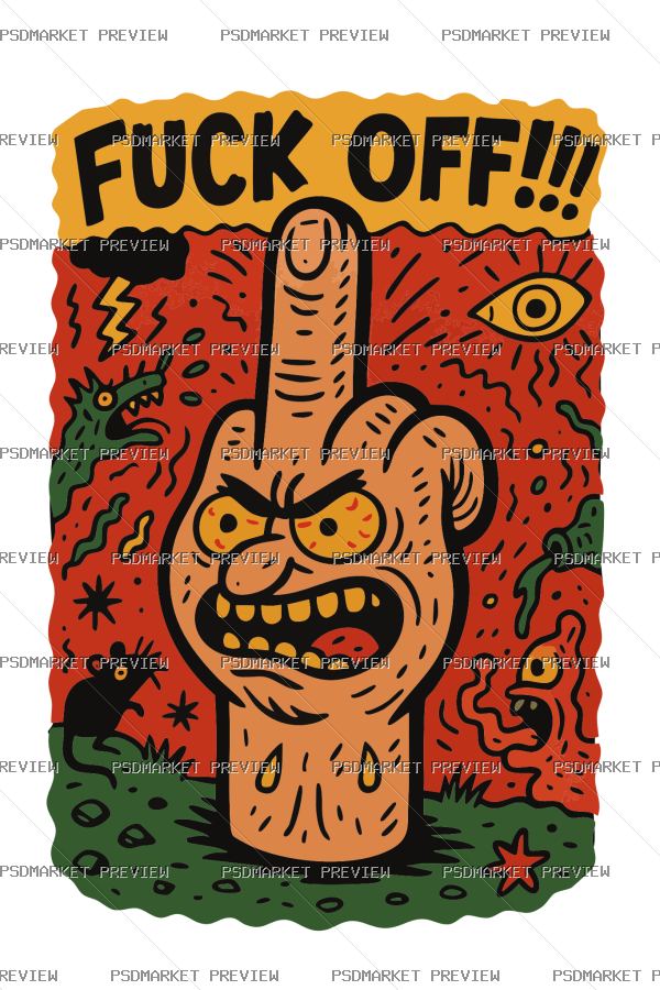 Fuck Off Vector Print — PSD template preview