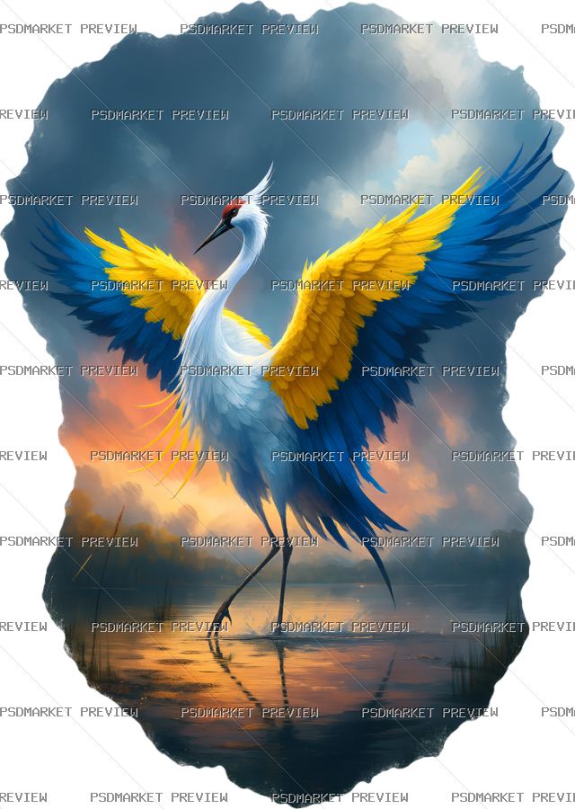 Crane of Ukraine Print — PSD template preview