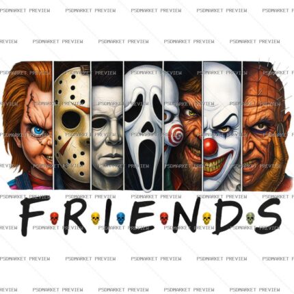 Horror Friends Layered Design — PSD template preview