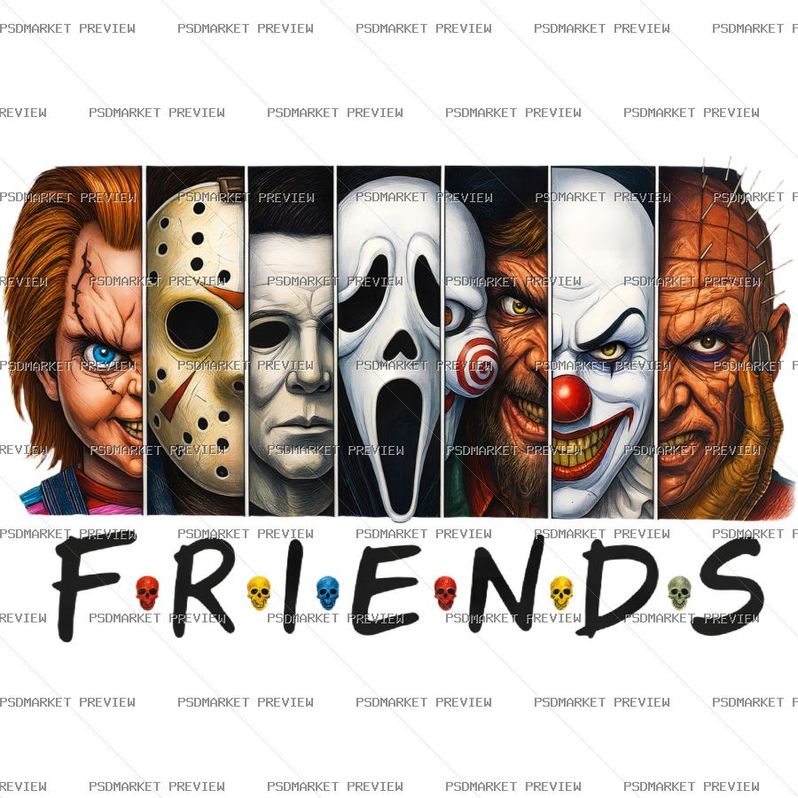 Horror Friends Layered Design — PSD template preview