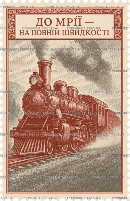 Ukrainian Full Speed to the Dream Train Print – PNG — PSD template preview