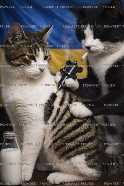 Cats With Microphone Print — print design preview