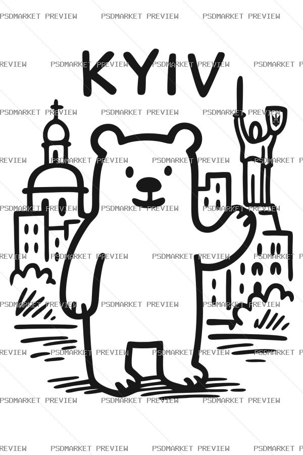 Kyiv Bear Vector Print — print design preview