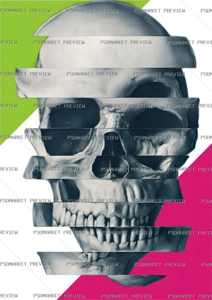 Glitch Skull Illustration Print – PNG protected preview