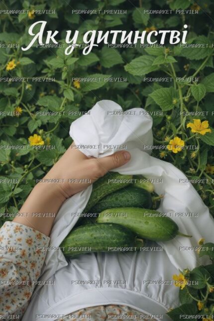 Cucumber Childhood Memories Print — PSD template preview