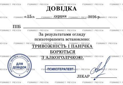 Ukrainian Anxiety & Panic Certificate Print – AI File — PSD template preview