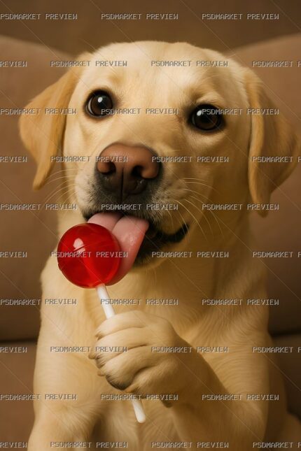 Dog with Lollipop Print protected preview