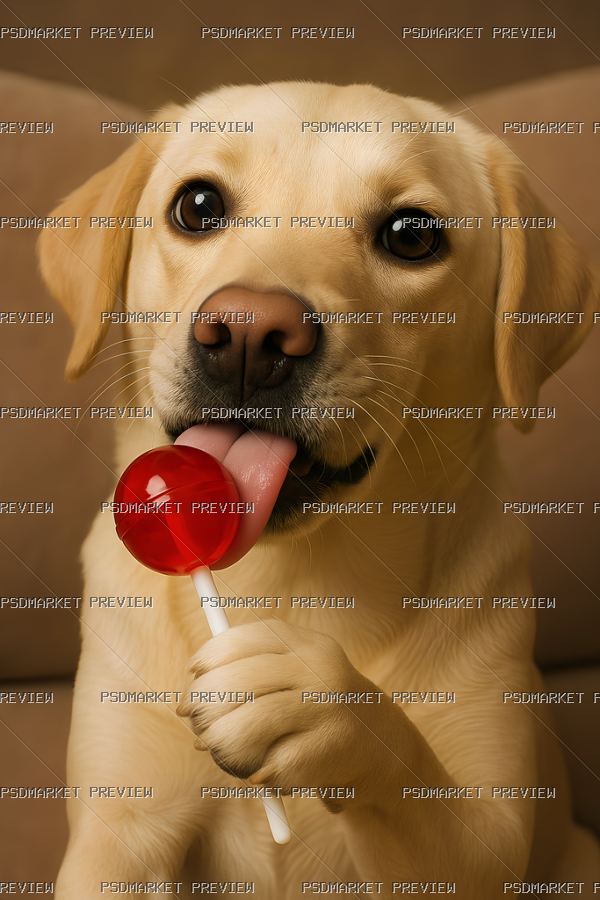 Dog with Lollipop Print — PSD template preview
