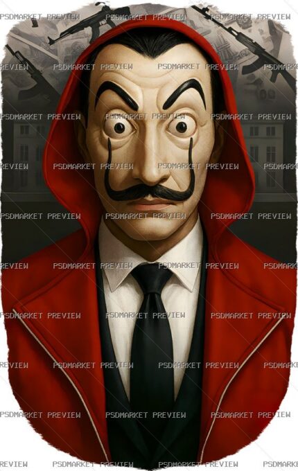 Red Mask Heist Character Print – PNG — PSD template preview