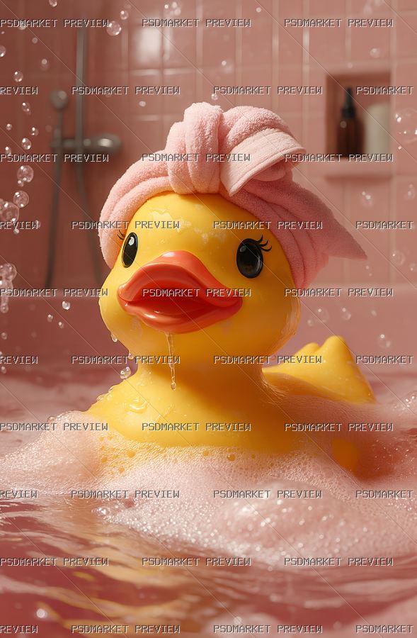 Relaxing Duck Bath Print — PSD template preview