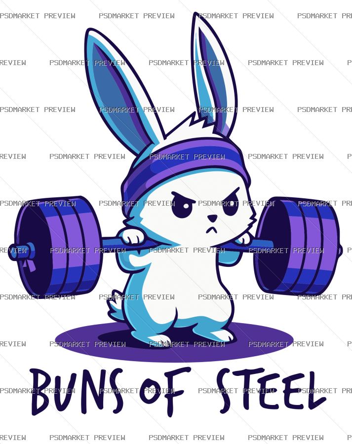 Buns of Steel Vector Print — PSD template preview