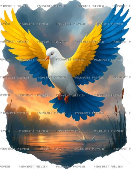 Ukrainian Peace Dove Illustration Print – PNG — PSD template preview