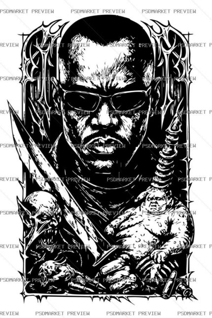 Tough Man Portrait Vector Print — PSD template preview