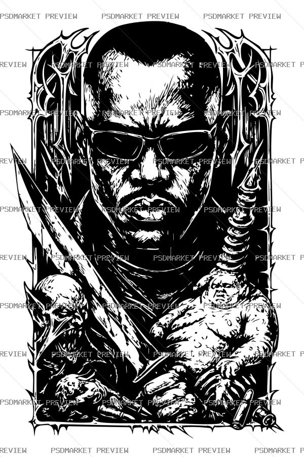 Tough Man Portrait Vector Print — PSD template preview