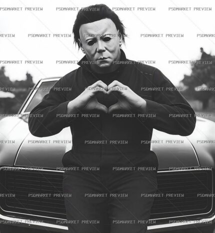 Monochrome Heart Gesture Portrait Print protected preview
