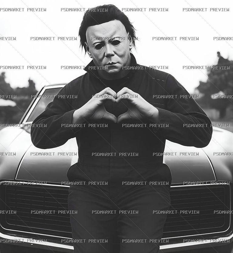 Monochrome Heart Gesture Portrait Print — PSD template preview