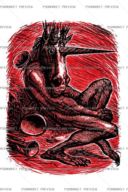 Dark Fallen Figure Vector Print — print design preview