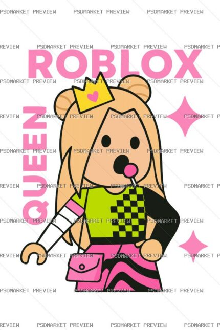 Roblox Queen Cartoon Vector Print – Design 23864 — PSD template preview