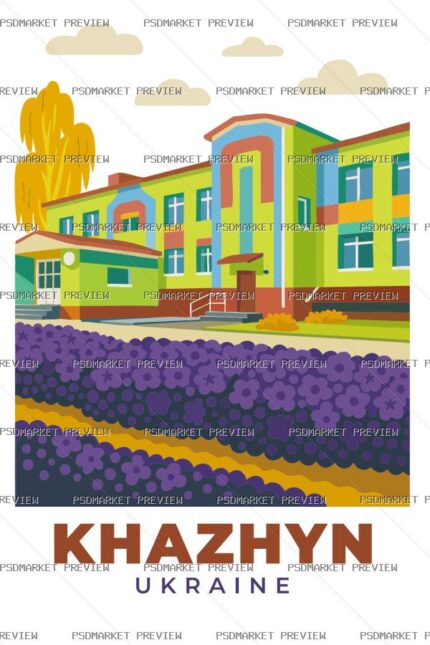 Khazhyn Ukraine Landscape Vector Print — PSD template preview