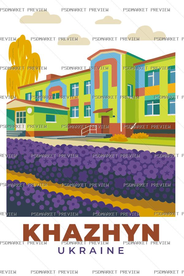 Khazhyn Ukraine Landscape Vector Print — PSD template preview